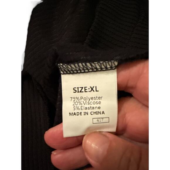 Dokotoo Women's Short Sleeve Crewneck Ribbed Knit Pullover T-Shirt Size XL Black - Picture 8 of 8